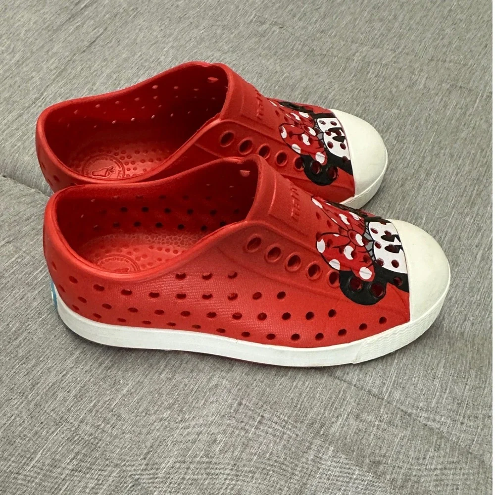 Native Jefferson Disney Minnie Mouse Red Slip On Shoes Toddler Kids Sneaker C9